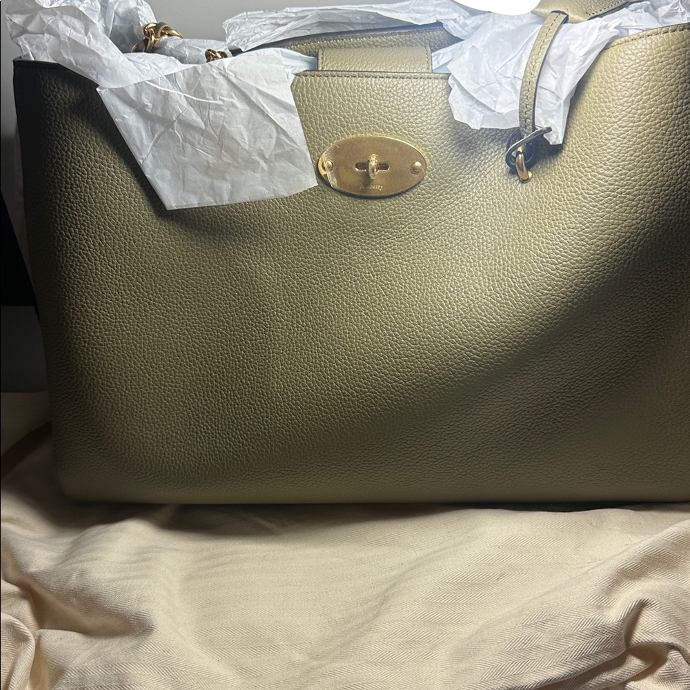 Mulberry Green Lily Chain Tote Small Classic Grain NWT